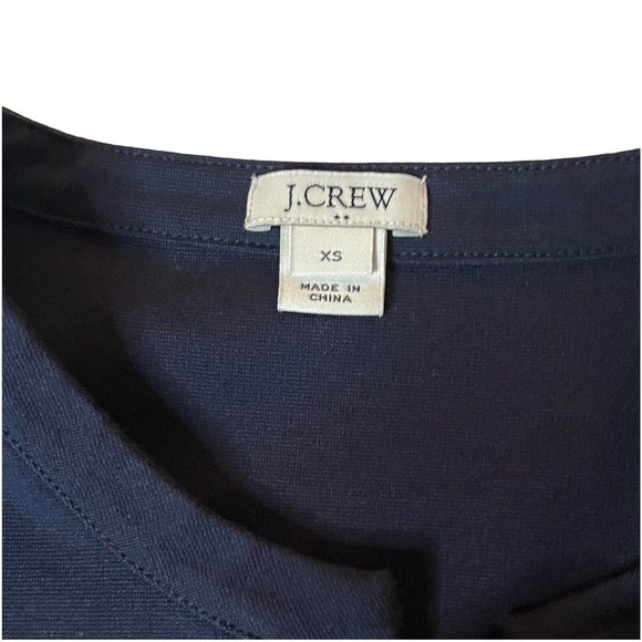 J Crew Dress Women’s Size XS Navy Blue Lace Up Front Short Sleeve Cotton Blend - Picture 5 of 8